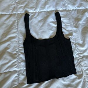 Guess Black Ribbed Crop Top